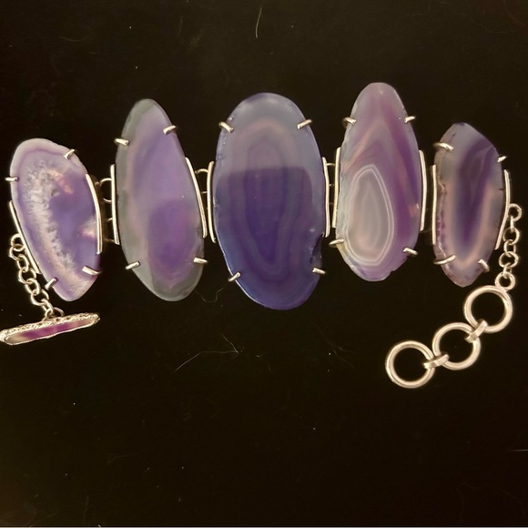 Whitney Kelly Jewelry - Whitney Kelly Sterling Sliced Purple‎ Agate Statement Bracelet Toggle